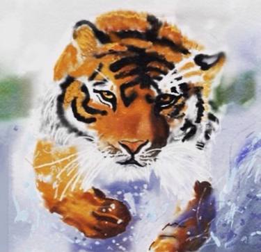 Tiger in the water thumb