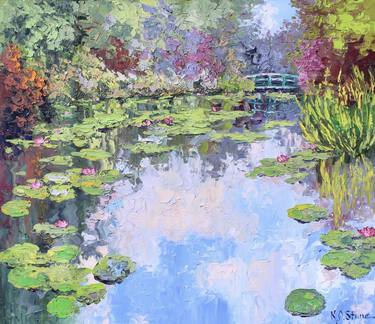 Water lily canvas painting, Monet water lilies wall decor, Claude monet  pond, Monet water plant oil painting 27.6 by 19.7 Painting by Lada Stukan