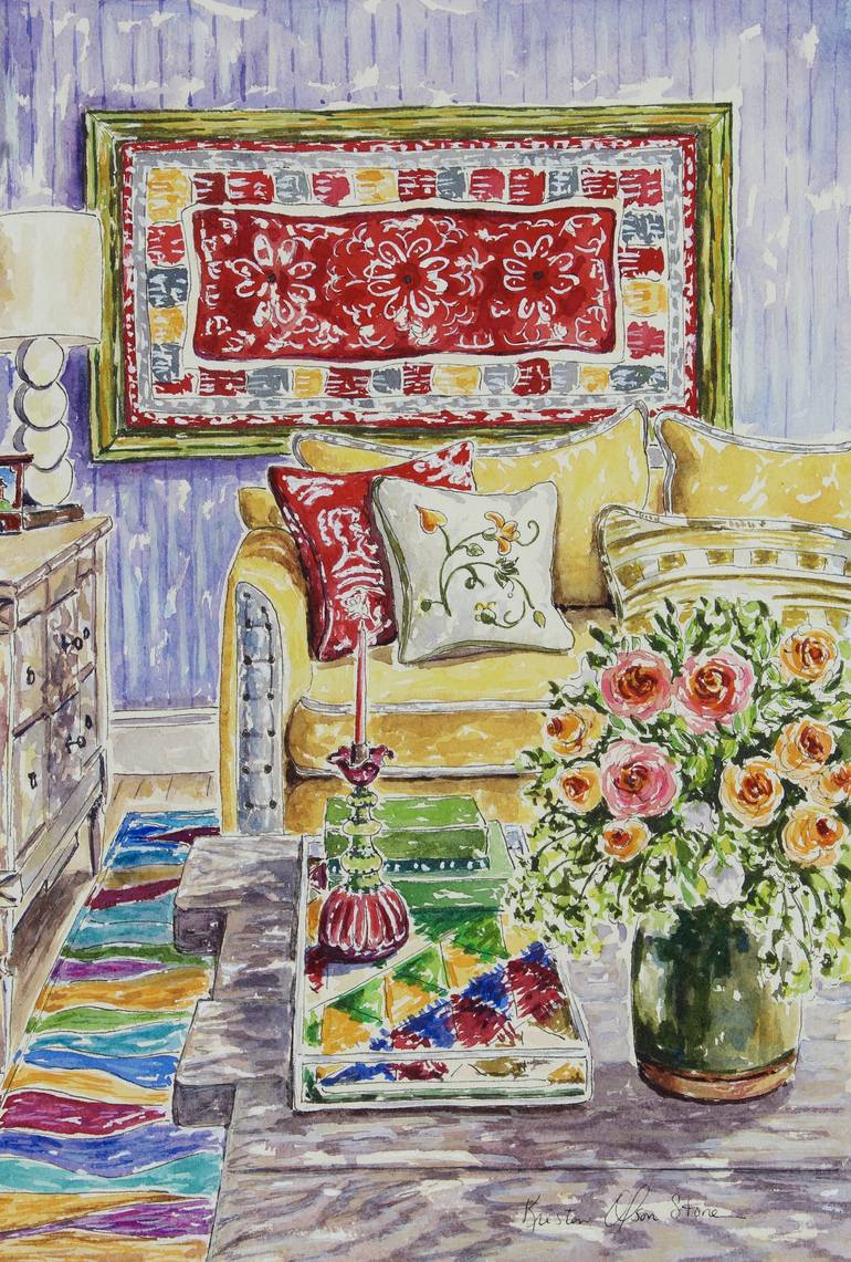 Original Impressionism Interiors Painting by Kristen Olson Stone