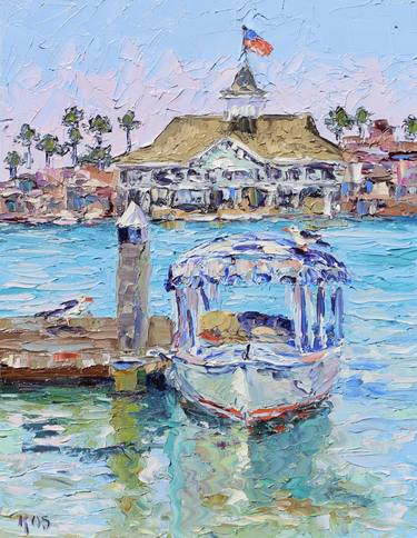 Original Impressionism Boat Painting by Kristen Olson Stone