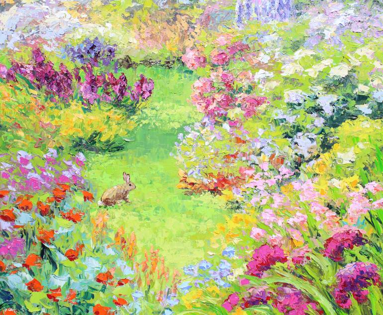 Original Impressionism Garden Painting by Kristen Olson Stone
