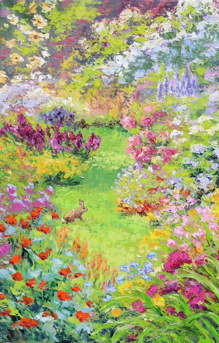 Original Impressionism Garden Painting by Kristen Olson Stone