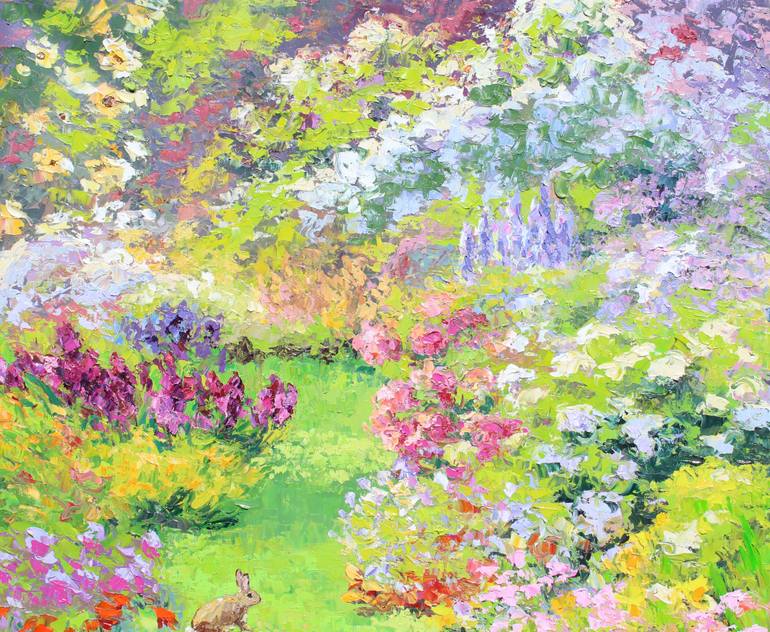 Original Impressionism Garden Painting by Kristen Olson Stone