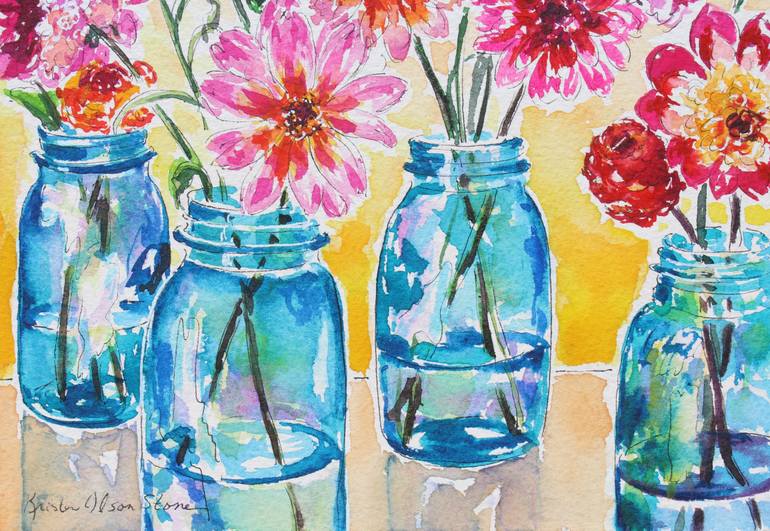 Original Impressionism Floral Painting by Kristen Olson Stone