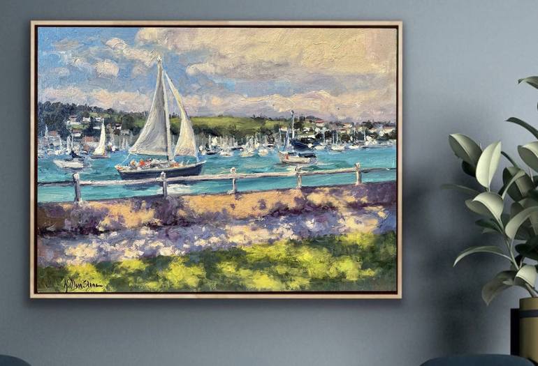 Original Impressionism Sailboat Painting by Kristen Olson Stone