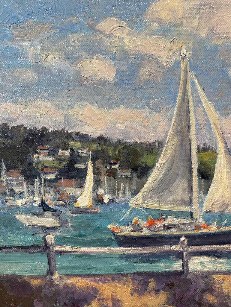 Original Impressionism Sailboat Painting by Kristen Olson Stone
