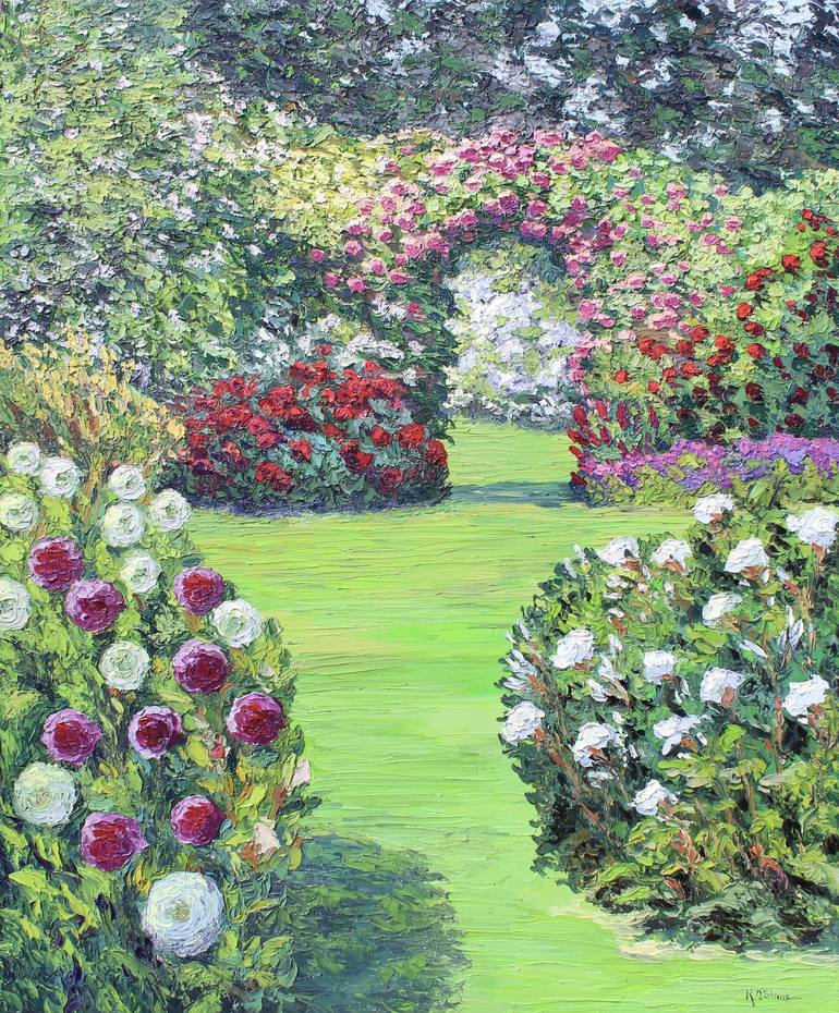 French Country Garden Painting by Kristen Olson Stone | Saatchi Art