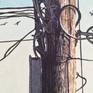 From a photograph by Marianna Armata. This is a section of her photo, painted with her permission. This reminded me of the pole in front of the house where I grew up. We always played hide and seek there and used this pole as our home base. A wonderful example of urban, contemporary art.