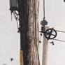 From a photograph by Marianna Armata. This is a section of her photo, painted with her permission. This reminded me of the pole in front of the house where I grew up. We always played hide and seek there and used this pole as our home base. A wonderful example of urban, contemporary art.