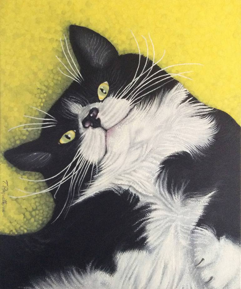 Tuxedo Cat Painting by Teri Paquette Saatchi Art