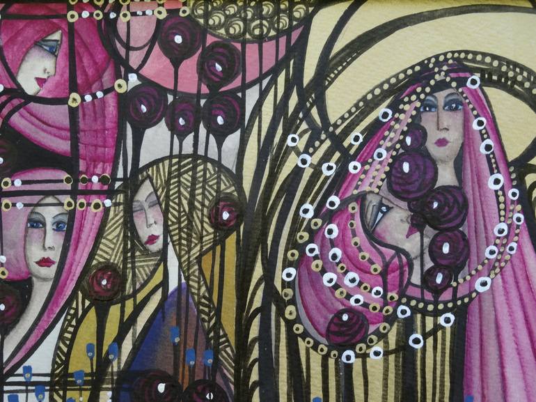 Original Art Deco Fantasy Painting by Leyla Salm