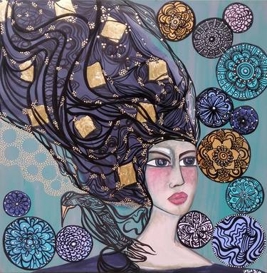 Leyla Salm - Large Canvas finished with gold leaf thumb