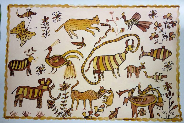 Tribal art of jharkhand Painting by mitalkumari Patel | Saatchi Art