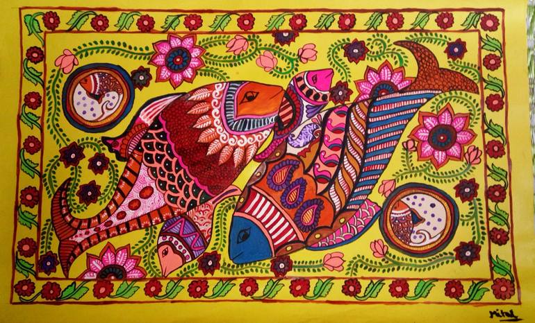 Madhubani painting Painting by mitalkumari Patel | Saatchi Art