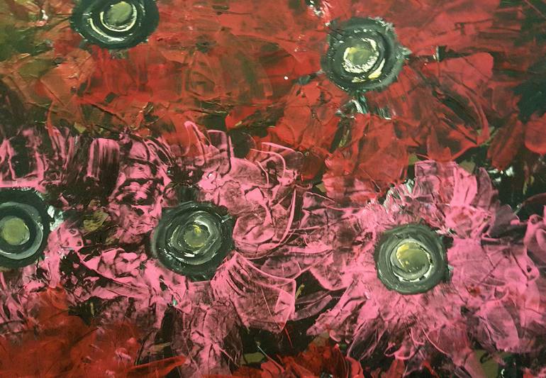 Original Abstract Expressionism Floral Painting by Dorina Daniel