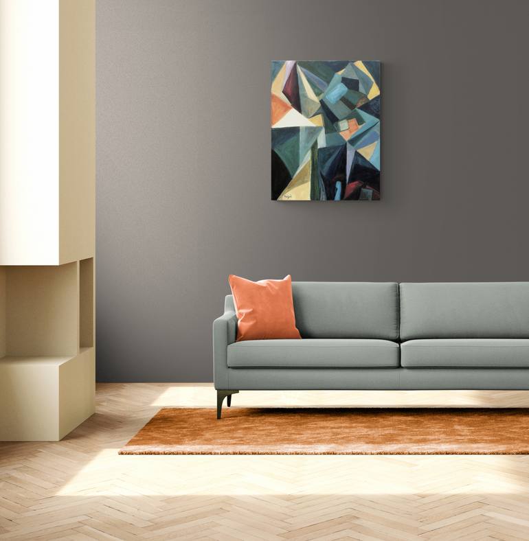 Original Cubism Abstract Painting by Nikolay Maslov