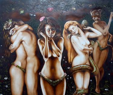 Original Surrealism Nude Paintings by Michele Maioli