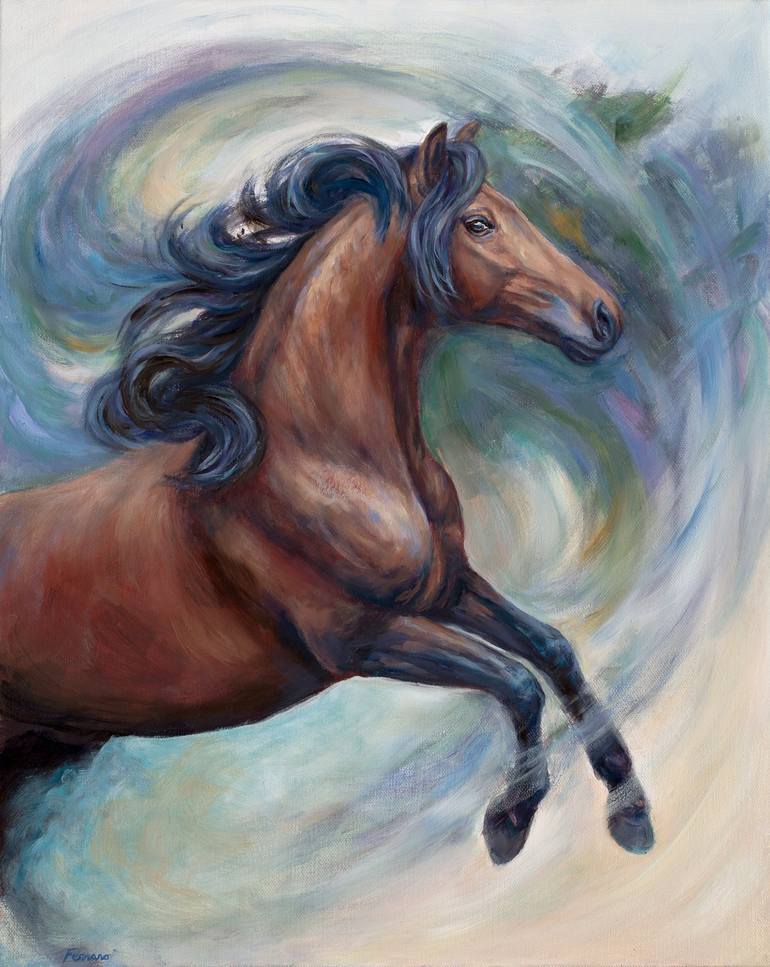 Original Figurative Horse Painting by Janet Ferraro