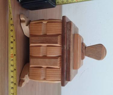 Jewelry sculpted wood box with abstract motifs thumb