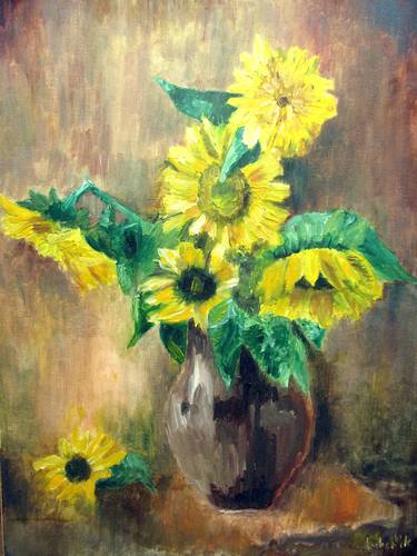 Sunflowers oil painting Flowers painting Floral Art Still life thumb
