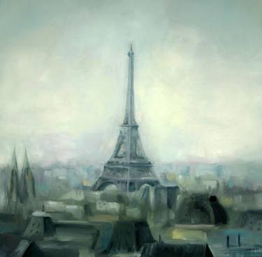 Paris oil painting Cityscape painting France thumb