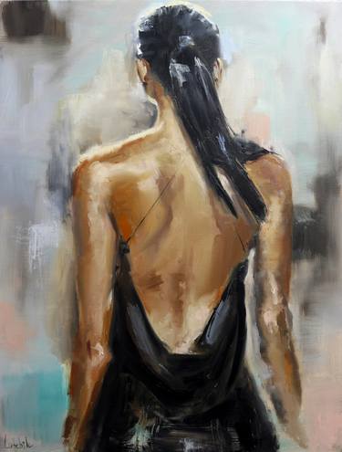 Painting Woman Back Portrait oil painting Canvas Art Modern painting thumb