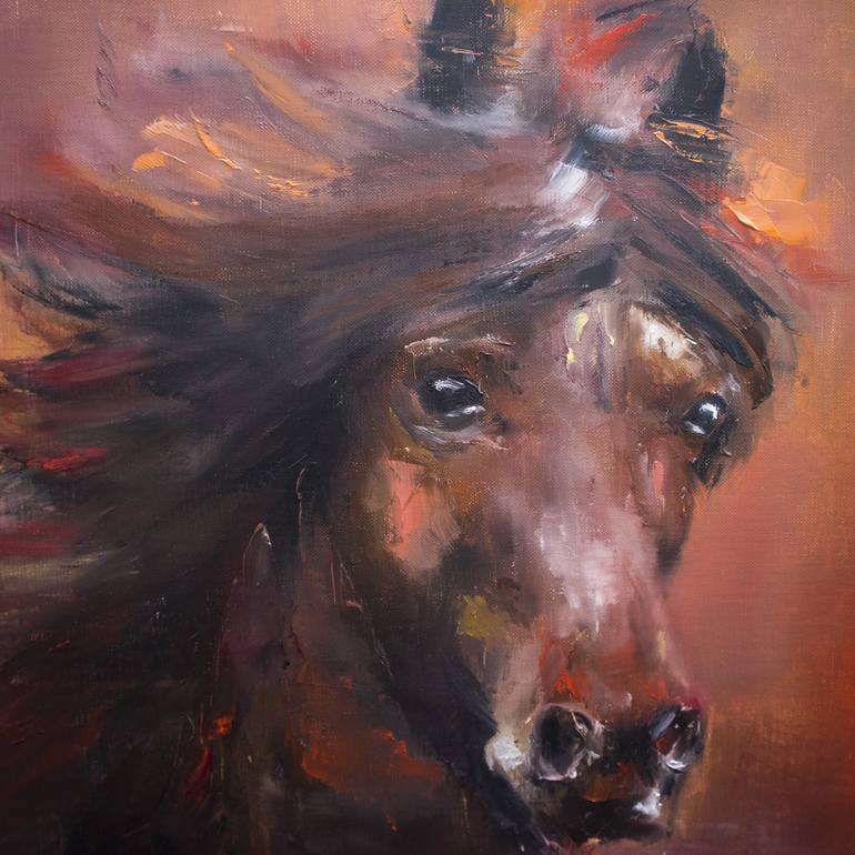 Original Abstract Expressionism Horse Painting by Anna Lubchik
