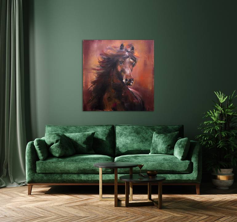Original Abstract Expressionism Horse Painting by Anna Lubchik