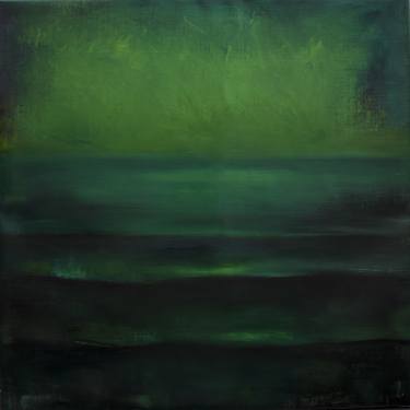 Green abstract painting on canvas Ocean painting Original seascape thumb