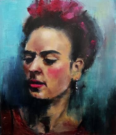 Frida Kahlo painting portrait Frida canvas Oil original Female portrait thumb