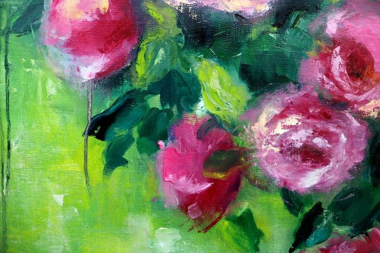 Original Abstract Floral Painting by Anna Lubchik