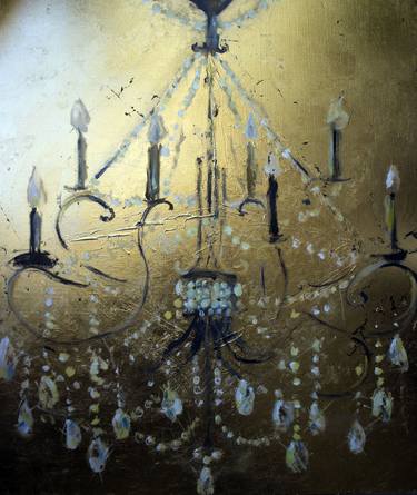 Gold leaf chandelier painting original thumb