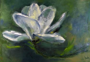 Floral painting on canvas Magnolia branch thumb
