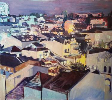 Original Expressionism Cities Paintings by Debbie Kampel