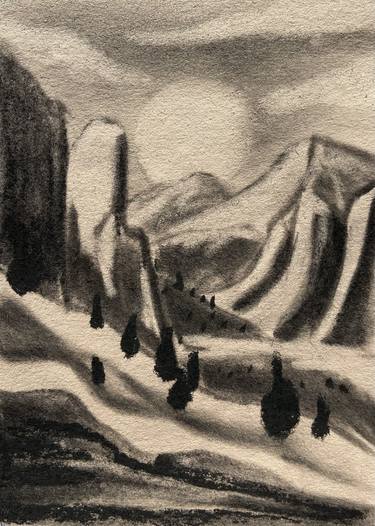 Original Expressionism Landscape Drawings by Andrea Stolarczyk