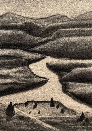 Original Expressionism Landscape Drawings by Andrea Stolarczyk
