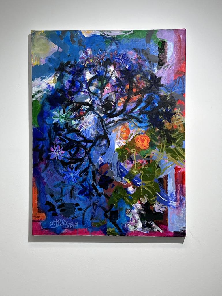 Original Abstract Expressionism Floral Painting by Beiming Shi