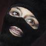"The Desire" is one of 14 oil and pastel paintings that make up Isis Rodriguez’ spiritual series LEGENDS FROM THE REALM OF NEPANTLA. The series is a modern myth about internal conflict and resolution, which utilizes contemporary symbols such as ski masks, military uniforms, and cartoons.
Comes framed with matting and glass.