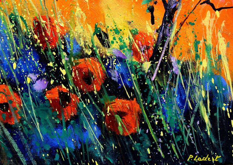 Original Impressionism Floral Painting by Pol Ledent