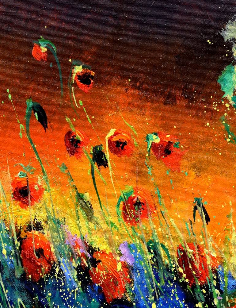 Original Impressionism Floral Painting by Pol Ledent