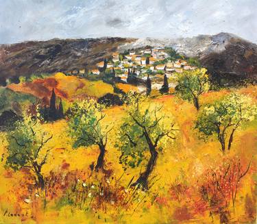 Village and olive trees in Provence thumb