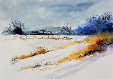 Winter landscape - watercolor thumb