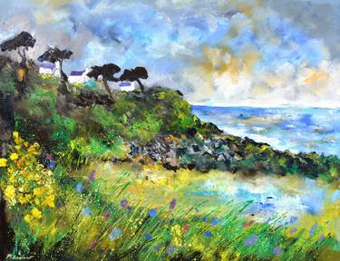 Print of Impressionism Seascape Paintings by Pol Ledent