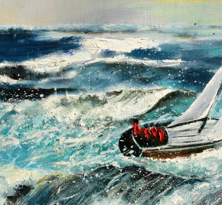 Original Expressionism Boat Painting by Pol Ledent