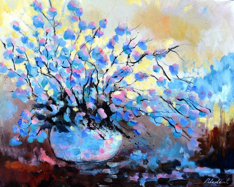 Print of Impressionism Floral Paintings by Pol Ledent