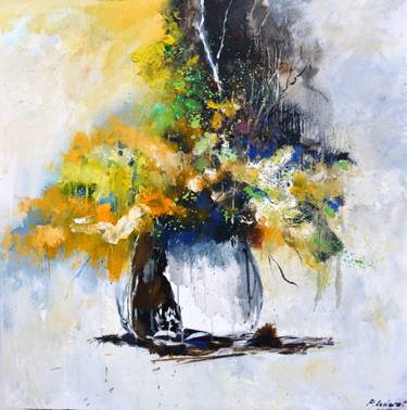 Original Impressionism Floral Painting by Pol Ledent