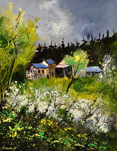 Original Abstract Expressionism Landscape Painting by Pol Ledent