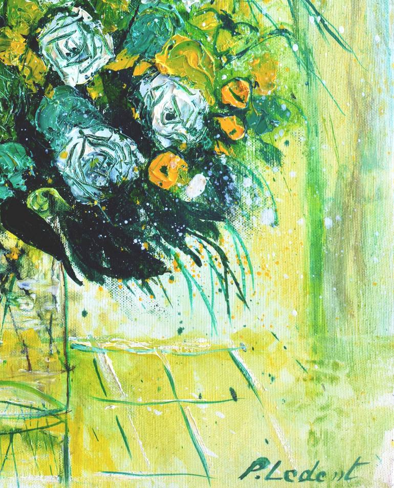 Original Impressionism Floral Painting by Pol Ledent