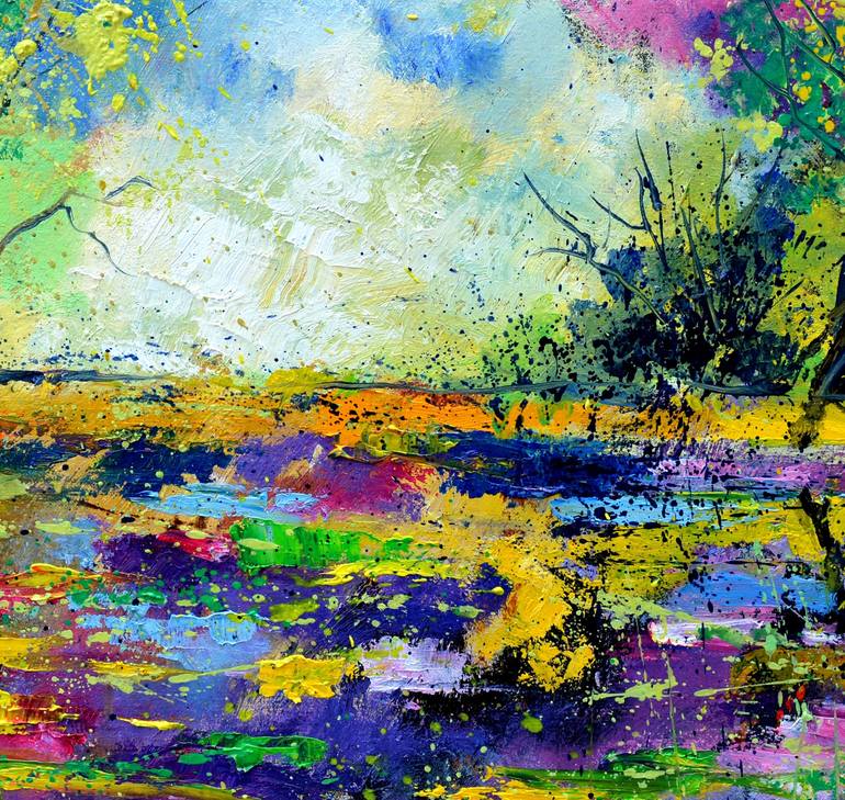 Original Abstract Expressionism Landscape Painting by Pol Ledent
