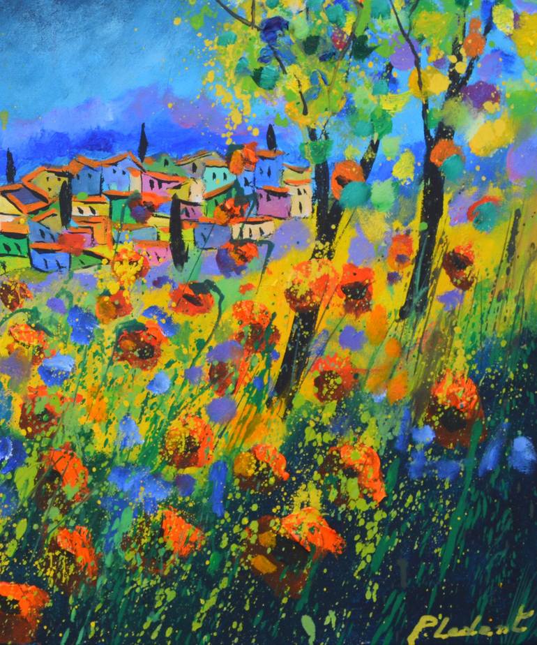 Original Abstract Expressionism Landscape Painting by Pol Ledent